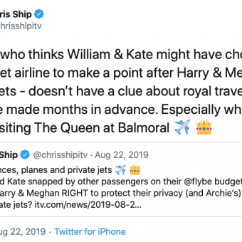 Chris Ship defends William and Kate's budget flight stunt