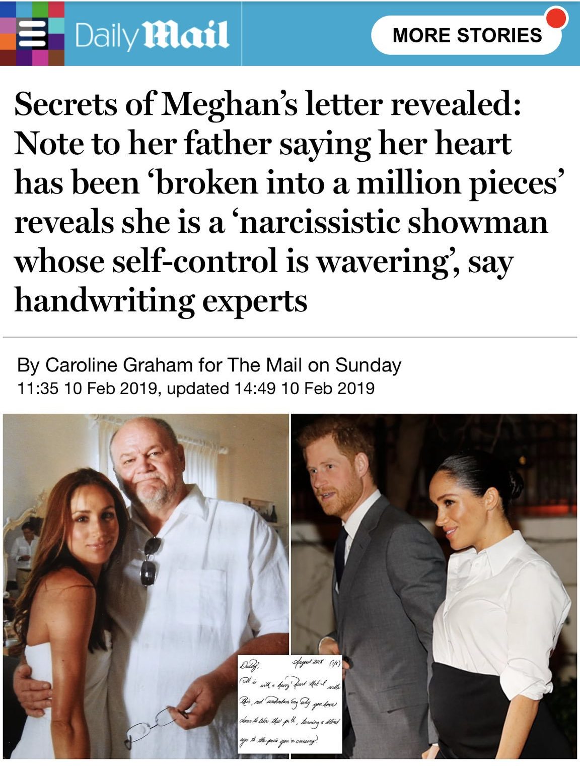 Caroline Graham publishes Meghan's private letters