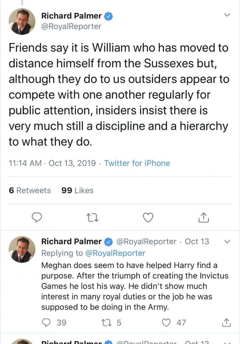 Palmer claims William distanced himself from Harry