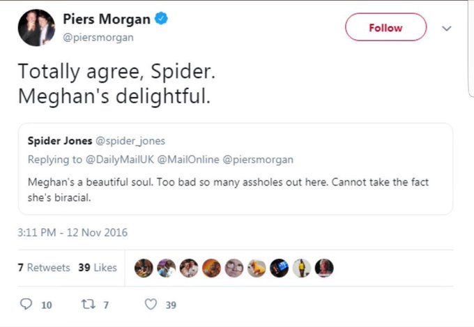 Piers Morgan thinks Meghan is delightful