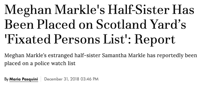 Samantha Markle placed on Fixated Persons List