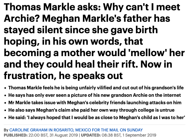 Thomas Markle asks why he can't see Archie