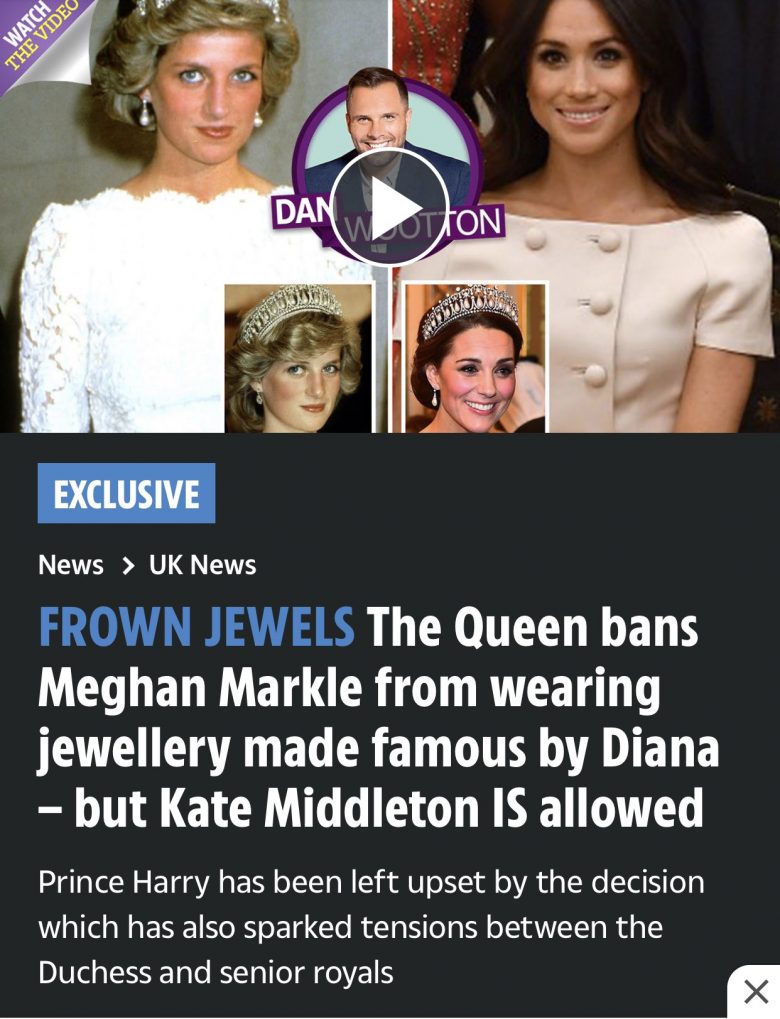 The Queen bans Meghan from wearing jewellery