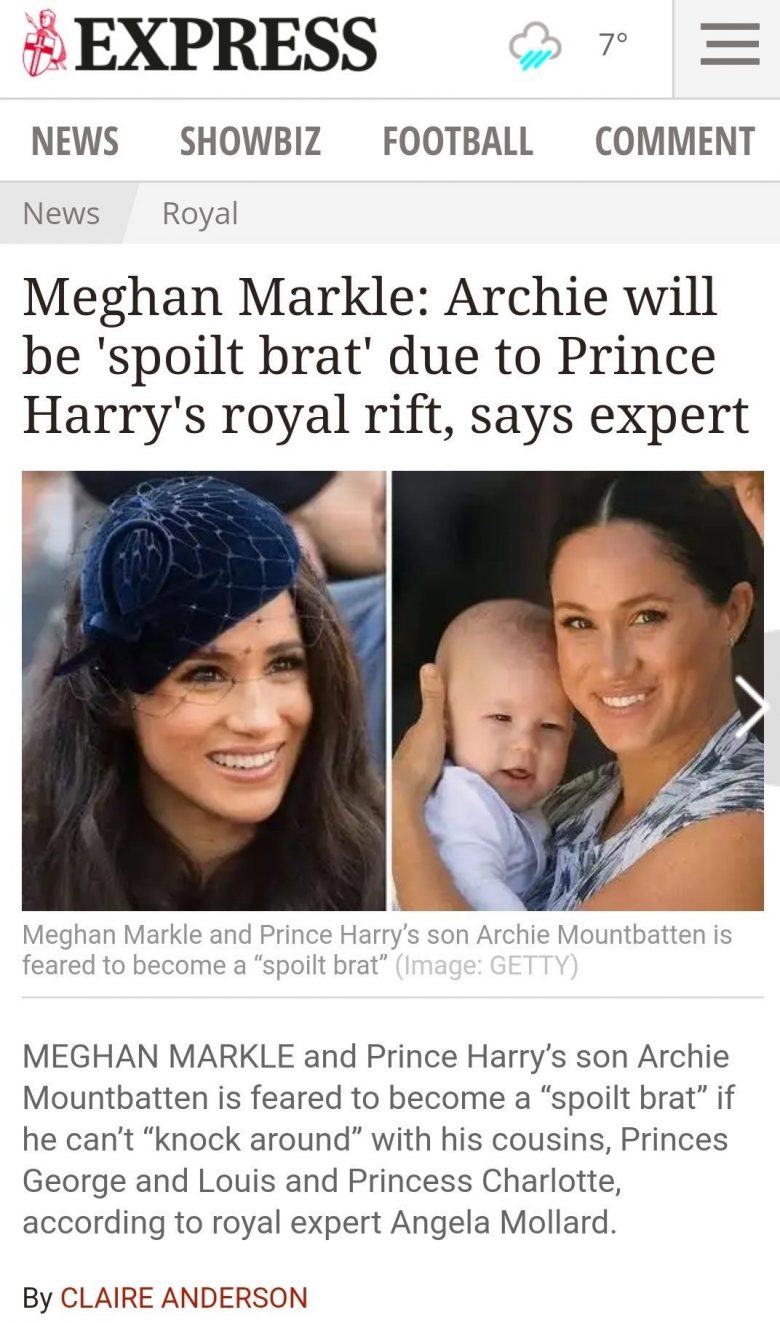The Express calls Archie spoilt brat