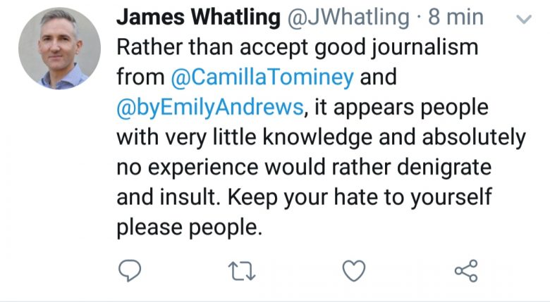 James Whatling defends Emily Andrews and Camilla Tominey